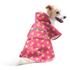 NACOCO 대형견 우비 조절 가능한 반려동물 방수 의류 경량 레인 재킷 판초 후드 스트립 반사 (M 핑크), Pink, Medium (Pack of 1), 1개