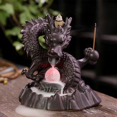 陶瓷中式祥龍倒流香爐創意LED燈倒流檀香爐家居飾品擺件原創, 龍吟LED燈