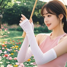 [2쌍] 자외선 차단 아이스 쿨링 팔토시 남녀공용 냉감 스포츠 토시 운전용 팔토시 여름용 암슬리브, 흰색, 10세트