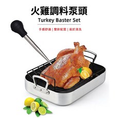 CiaoCiao 繑繑 矽膠按壓頭不銹鋼烤雞調料注入器，手感舒適，雙針配置，易於清洗