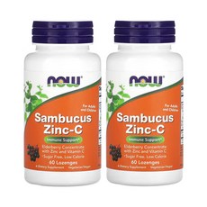 [정품보장]나우 삼부커스 징크 아연 비타민C NOW 앨더베리 로젠지 60EA X 2병, 60정, 2통