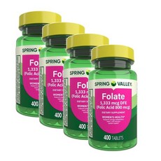 스프링밸리 엽산 800mcg Spring Valley Folate Folic Acid, 4개, 400정