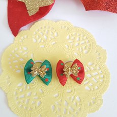 강아지고무줄 애견고무줄, A13 골드리본그린, 1개