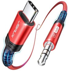 JSAUX USB C에서 3.5mm 오디오 Aux 잭 케이블 아이폰 17 프로 맥스에어 3.3피트 타입 헤드폰 자동차 스테레오 1615 맥스 삼성 갤럭시 S25 S24 아이패드, 3.3ft, Red-standard