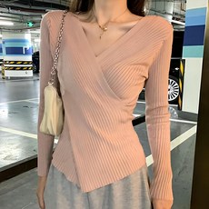 PEONIST 女款V領交叉修身針織衫