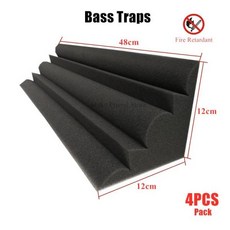 4팩 12x12x48 cm 베이스 트랩 방음 폼 난연성 스튜디오 코너 고밀도, 01 4pcs, 01 4pcs