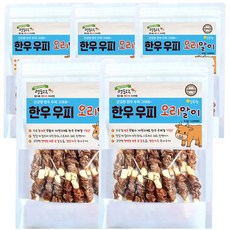 멍도락 한우우피스틱 100% 한우껌 오래먹는 강아지껌 국내산 수제간식, 한우우피 오리말이, 90g, 5개