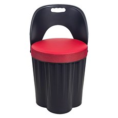 천하퍼니처 국내생산 등받이 일체형 수납 원통의자 블랙, 블랙/레드, 1개