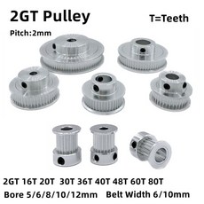 2GT 타이밍 풀리 16T 20T 30T 32T 36T 40T 48T 60T 80Teeth 보어 5/6/8/10/12mm 벨트 폭 6/10mm 3D 프린터, 10 Bore 5mm, 04 20T- Width 10mm