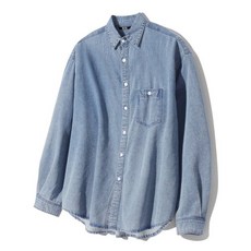 트릴리온 TRILLION 스톤 워싱 오버핏 데님 긴팔 셔츠 (BLEACH BLUE) TRFSH07BH 118414