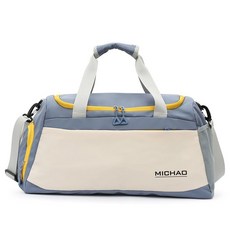 MICHAO 運動健身旅行袋 乾濕分離 手提行李包, 1個, 藍色【加強款獨立鞋倉-乾濕分離加厚面料】,帶logo