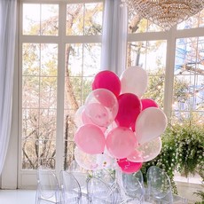 하늘풍선파티 컨페티 헬륨 천정 파티 웨딩 풍선 세트 15P 러블리핑크