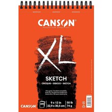 Canson XL 시리즈 종이 스케치 패드 목탄과 연필 및 파스텔용 측면 스프링 제본 50파운드 22.9 x 30.5cm(9 x 12인치) 50장, Canson XL 시리즈 종이 스케치 패드, 목탄과 연