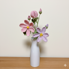 글로비스타 뜨개꽃 유동꽃 완제품 선물 홈데코 장식품, 1개, 보라