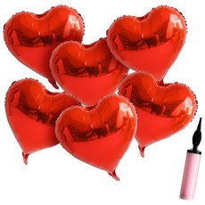 디어플레이스 하트 은박 풍선 세트 35cm, 레드, 6개