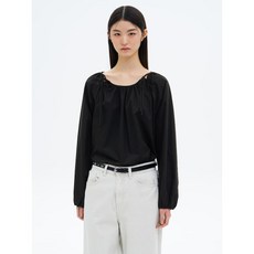 매장정품 에잇세컨즈 8SECONDS 라운드넥 리본 셔링 블라우스 블랙 325264LY55 207619