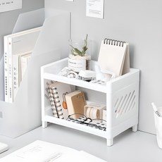 청람 플라스틱 스토리지 미니선반, 화이트, 2단