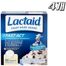 Lactaid Fast Act Lactase Enzyme 락트에이드 패스트 액트 락타아제 엔자임 바닐라 트위스트 츄어블, 4개, 32정