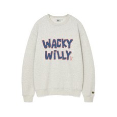 와키윌리 WACKY WILLY 부클 자수 맨투맨 라이트 그레이