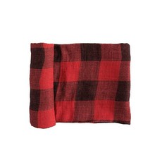 Little Unicorn 프리미엄 면 포대기 아기 담요 | 통기성 원단 | 포대기 놀이 수유 등에 적합 (그레이 스트라이프), 레드 격자 무늬