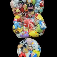 臺灣-出貨 【新款熱銷】網紅透明沙髮椅子兒童舒適玩偶娃娃戶外攝影單人柔軟收納道具 ACQR, 透明小號沙發+圓凳（不含娃娃）, 1個