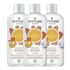 에티튜드 리틀 리프 사이언스 비건 버블 워시 유아 입욕제 망고 향, 3개, 473ml