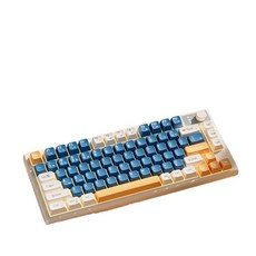 V75 75% 鍵盤 奶白 RGB 鍵帽, 1個, 蓝橙暖光【有线键盘】