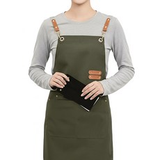 블랑닷 초경량 생활방수 공방 미용 바리스타 카페 앞치마, 1개, 올리브 카키