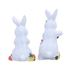 테이블탑 또는 캐비닛 장식과 호환되는 2Pcs 섬세한 당근 운반 토끼 레진 동상