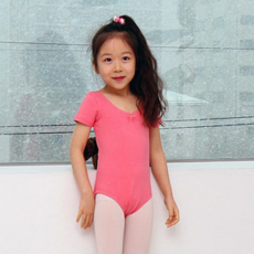 [유제이컴퍼니] 반팔 코랄핑크 레오타드 유아 아동 발레복 예쁜발레복