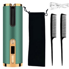 USB便攜無線充電卷髮棒, 綠色, 5000毫安液晶屏