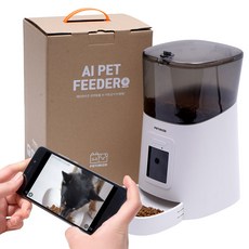 페티마이즈 풀HD 화상통화 펫CCTV 자동급식기 2.2kg, 6L, 화이트, 1개