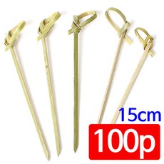 대나무 리본 과일꼬지 15cm 100개 (과일꽂이 장식포크