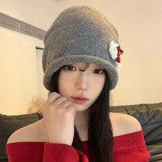 2025秋冬新款 韓係秋冬花朵堆堆帽女複古捲邊套頭帽子氣質顯臉小包頭帽百搭冷帽 P
