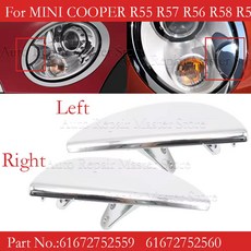 호환 프론트 범퍼 헤드라이트 와셔 크롬 왼쪽 오른쪽 커버 61672752559 61672752560 쿠퍼 R55 R57 R56 R58 R59 2008-2014, 2) A Pair, 2) A Pair