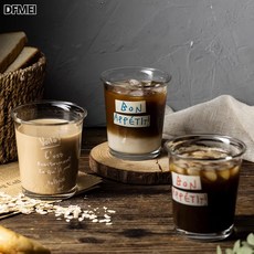 DFMEI 高款家用玻璃杯350ml創意字母飲料咖啡杯加厚辦公室地推禮品杯子, 1個