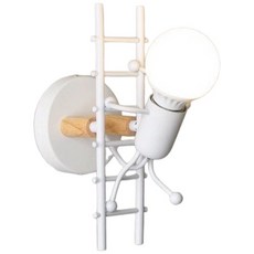 北歐工業風爬樓梯小矮人壁燈 (黑/白), 白色