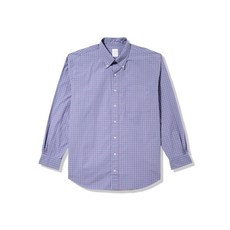 Brooks Brothers 남성용 빅 & 톨 프라이데이 긴소매 포플린 체크 스포츠 셔츠 네이비