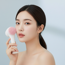 딥클렌징 실리콘 페이스브러시 2WAY 이중 미세모 모공세안기 핸디형, 블루1P, 1개