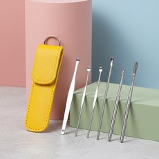 클린이어 스테인리스 귀이개 풀세트 (전용 파우치 포함), 1개, 6개입