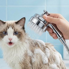 반려동물 샤워기헤드 강아지 목욕용품 애견 마사지빗 개고양이 공용, 1개, 실버