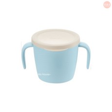 Richell TLI 雙層可拆式不鏽鋼雙耳杯 兒童餐具 藍色, 1個, 雙層可拆式不鏽鋼雙耳杯(藍), 藍