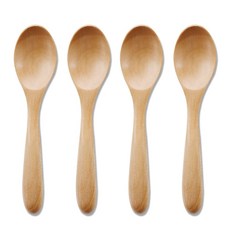 리숲 나무 미니스푼 우드 요거트 아이스크림 꿀 커피 스푼 소, 4개, 너도밤나무