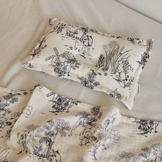 돗투돗 프리미엄 뜨왈드주이 모달 3중거즈 말랑베개, 네이비