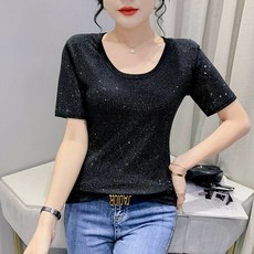 라인댄스 상의 탱고의상 반짝이티셔츠 댄스복 모임룩 티셔츠 라틴 제품 반짝이 블링블링 탱고, 12.블랙 3XL