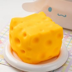 주물럭 슬라임 장난감 볼 완화 해소 스트레스 해소 완구 치즈 덩어리 작은 케이크 휴식 선물(귀여운 음식 스트레스 해소 장난감), 초대형 정사각형 치즈 1개, 500g, 1개