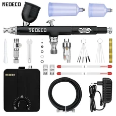 미니 PCNeoeco 30PSI 에어 브러시 키트 듀얼 액션 다기능 휴대용 세트 페인팅 케이크 모델 용 소음 감소, NCT-SJ33B500K-S1, 미국 플러그, 1