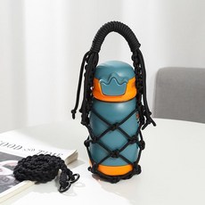 編織水杯網兜 飲料杯提袋, 黑色, 1個