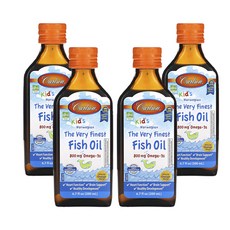 칼슨 어린이용 노르웨이산 피쉬 오일 천연 오렌지 맛 200 ml(6.7fl oz), 200ml, 4개