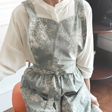 나나리빙 플라워 가든 주방 방수 앞치마, 1개, 민트 플라워